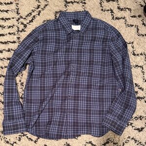 J. Crew Factory Men's Blue and Black Plaid Button Down Shirt
